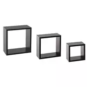 FIVE ZIDNA POLICA KOCKA 3 KOM 15X9X15, 20X9X20, 25X9X25 MDF CRNA