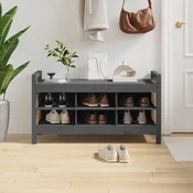 Vidaxl Klop za predsobo siva 110x40x60 cm trdna borovina