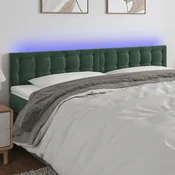 Vidaxl vidaXL Vzglavje postelje z LED diodo temno zeleno 180x5x78/88 cm žamet