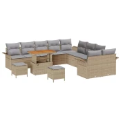 13 dijelni vrtni set sofe s jastučićima bež poly rattan akacija 2-sjedna vrtna sofa sa skladištem i jastučićima bež poly rattan