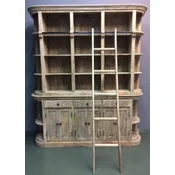 Casa Padrino country style bookcase with ladder natural 200 x 42 x H. 230 cm - Solid Wood Cabinet - Shelving Cabinet - Living Room Cabinet - Office Cabinet - Country Style Furniture
