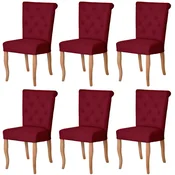 Casa Padrino Chesterfield Neo Baroque dining room chair set of 6 bordeaux red/natural - Kitchen chairs set - Chesterfield dining room furniture - Neo baroque dining room furniture