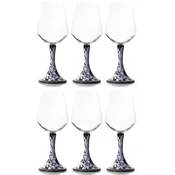 Casa Padrino luxury ceramic wine glass set of 6 black/multicolored H. 23.5 cm - Handmade & hand-painted wine glasses - Hotel & Restaurant Accessories - Luxury quality - Made in Italy