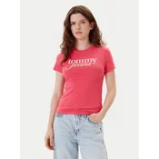Tommy Jeans Majica Essential DW0DW19447 Roza Slim Fit
