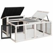 Kavez za zeceve sivi 144 x 123 x 67,5 cm od masivne borovine