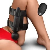 Master Series Thunderstick Thigh Strap Vibrating Wand with Harness Black