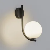 Stenska svetilka Forlight Sfera Single, črna, steklo, širina 12 cm - Kopalnica - Sodobni - črna, opal - Aluminij