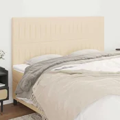 Vidaxl Vzglavje postelje kremne barve 180x5x118/128 cm blago