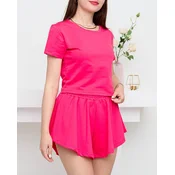 Resti Dark pink womens sports crop top set - Clothing