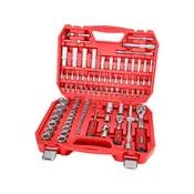 set nasadnih ključeva, CV, poluugurac s 45 zuba; 1/4 i 1/2, 94 komada, 4-32 mm, 32 komada nastavaka (ravni, križni, imbus, Torx), ključ za svjećice 16 i 21
