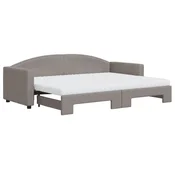 Dnevni krevet na razvlacenje smedesivi 80 x 200 cm od tkanine