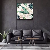 WallXpert slika na kaljenom staklu Kgls_1101, tropsko lišce na svetloružicastoj pozadini, 80 x 80 cm