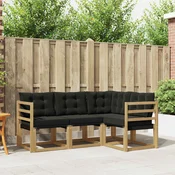 Set vanjskih sofa s jastukom 4 pcs Bijela i crna