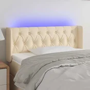vidaXL LED posteljno vzglavje krem 103x16x78/88 cm blago