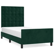 Vidaxl Posteljni okvir brez vzmetnice temno zelen 80x200 cm žamet
