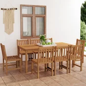 9-delni vrtni jedilni komplet 180x90 cm masivni tikov les