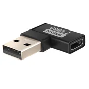 LINQ LinQ, Adapter USB-C na USB-A moški pod kotom desno za polnjenje in prenos 10Gbps, Črna, (5000220163)