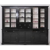 Casa Padrino country style dining room cabinet black/white 280 x 55 x H. 225 cm - Solid wood kitchen cabinet - Dining room furniture in country style - Country style furnishings