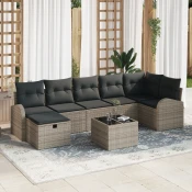 8-dijelni set sofe za vrt s jastučićima sivi poly rattan