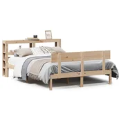 Vidaxl Posteljni okvir brez vzmetnice 140x190 cm trdna borovina