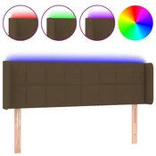 Vidaxl LED posteljno vzglavje temno rjavo 147x16x78/88 cm blago