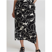 White-and-black womens patterned midi skirt Fransa