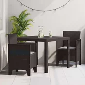 vidaXL vidaXL Jedilna garnitura za vrt Set 3 Rjava Plastična smola Ergonomska, (22067828)