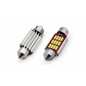 AMIO Avto LED sijalka 36mm 12 SMD 4014 CANBUS 2,4W 12/24V 5000K 2 kosa