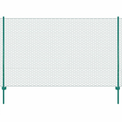 shumee vidaXL Žična mrežna ograja s stebrički jeklo 25x2 m zelena