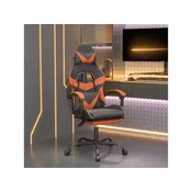 VIDAXL Vrtljiv gaming stol z oporo za noge črno in oranžno um. usnje