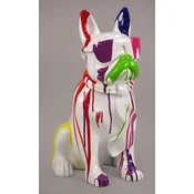 Casa Padrino luxury decorative figure bulldog dog white/multicolored H. 65 cm - Resin decorative sculpture - Living room decoration - Luxury decorative animal figure