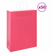 Papirnate vrecice 50 kom s ruckama ružicaste 32x12x42 cm