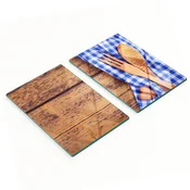 shumee Trpežne in elegantne steklene deske z vzorčastim lesenim jedilnim priborom 2x40x52 cm