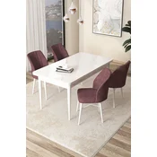 Hanah Home Set Trpezarijski sto i 4 stolice Arp, Prljavo roze
