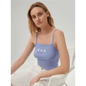 Sinsay - Crop top s vezom - bledoplavo