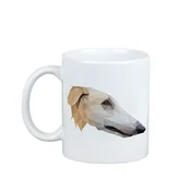Artdog Ruski Borzoi Greyhound, Borzoi, Barzoi - skodelica s fotografijo in napisom geometrijski pes Art-Dog