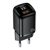 USAMS USAMS OMREŽNI POLNILEC 1XUSB-C 1XUSB PD3.0 QC3.0 33W ZA TELEFONE ČRN, (21974740)