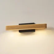 Lucande LED stenska svetilka Lieske, 40 cm, les, črna - Dnevna soba/jedilnica - Sodobni - Les svetel, črn