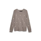 VERO MODA Pulover VMDOFFY kremna / temno siva