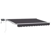 Vidaxl Ročno senčilo s LED-ji Bela, Siva, Antracitna 3,5 x 2,5 m