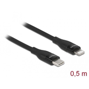 Delock USB Type-C™ na Lightning™ podatkovni in polnilni kabel za iPhone™, iPad™ in iPod™ črn 0,5 m MFi