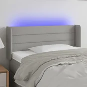 Vidaxl vidaXL Vzglavje postelje z LED svetlo sivo 103x16x78/88 cm blago