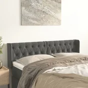 Vidaxl vidaXL Vzglavje s krilci temno sivo 163x16x78/88 cm žamet