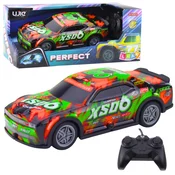 RC dirkalni avto s svetlečo oranžno-zeleno oblogo - LEAN TOYS