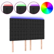 Vidaxl LED posteljno vzglavje črno 144x5x118/128 cm umetno usnje