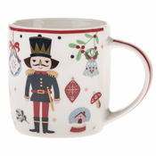 Bela porcelanasta skodelica z božičnim motivom 370 ml – Dakls