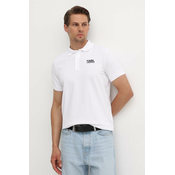 Polo majica Karl Lagerfeld za muškarce, boja: bijela, s tiskom, 543235.745088