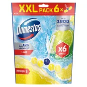 Osvežilni blok za stranišče, 6-delni, DOMESTOS Power 5, limeta, 6 kosov