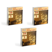 3x 50 LED 5m božično – novoletne micro LED lučke na baterije 3xAA toplo bele