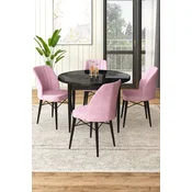 Hanah Home Set Trpezarijski sto i 4 stolice, Crno-roze